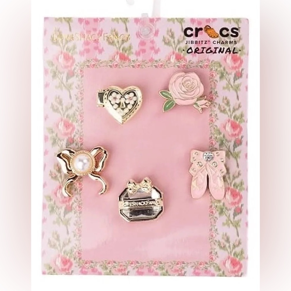 🎀 CROCS | Jibbitz Charms Set - Heart, Rose, Bow, Ballet Shoes 🩰🌸